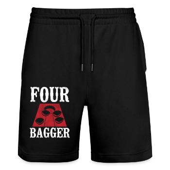 Cornhole Team Bean Bag Player - Stanley/Stella Unisex Bio Joggingshorts Trainer  - Schwarz - Vorne - Nik (191cm) & Marisol (170cm)