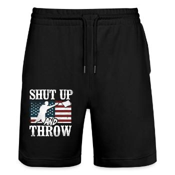 Cornhole Team Bean Bag Player - Stanley/Stella Unisex Bio Joggingshorts Trainer  - Schwarz - Vorne - Nik (191cm) & Marisol (170cm)