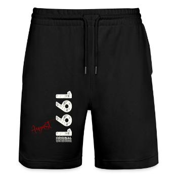 33rd Birthday Original August 1991 Born 1991 - Stanley/Stella Trainer Unisex Organic Jogging Shorts - black - Front - Nik (191cm) & Marisol (170cm)