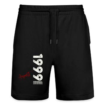 25ème Anniversaire Original Août 1999 Millésime 1999 - Short de jogging bio TRAINER Stanley/Stella unisexe - noir - Devant - Nik (191cm) & Marisol (170cm)