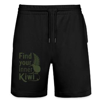 Finde Deinen Inneren Kiwi - Neuseeland Souvenir - Stanley/Stella Unisex Bio Joggingshorts Trainer  - Schwarz - Vorne - Nik (191cm) & Marisol (170cm)