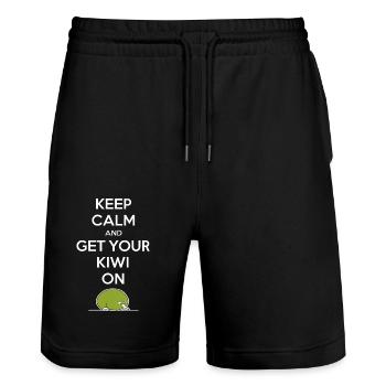 Neuseeland Souvenir: Keep Calm And Get Your Kiwi - Stanley/Stella Unisex Bio Joggingshorts Trainer  - Schwarz - Vorne - Nik (191cm) & Marisol (170cm)