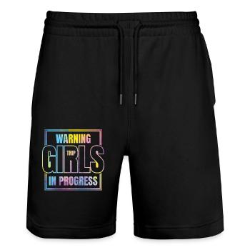 Attention Girls Trip en cours - Short de jogging bio TRAINER Stanley/Stella unisexe - noir - Devant - Nik (191cm) & Marisol (170cm)