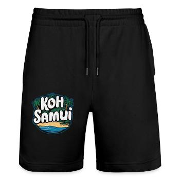 Koh Samui souvenir beach paradise - Stanley/Stella Trainer Unisex Organic Jogging Shorts - black - Front - Nik (191cm) & Marisol (170cm)
