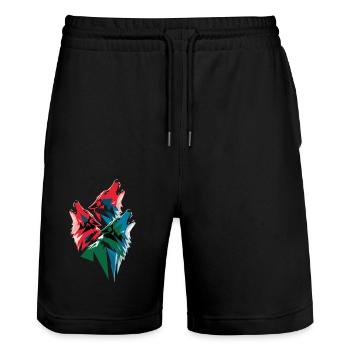Drei Bunte Wölfe Kunstwerk - Stanley/Stella Unisex Bio Joggingshorts Trainer  - Schwarz - Vorne - Nik (191cm) & Marisol (170cm)