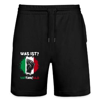 Italy Italian Vaffanculo - Stanley/Stella Trainer Unisex Organic Jogging Shorts - black - Front - Nik (191cm) & Marisol (170cm)
