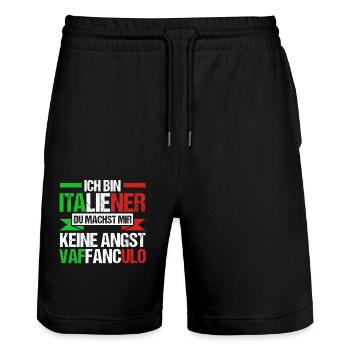 Italy Italian Vaffanculo - Stanley/Stella Trainer Unisex Organic Jogging Shorts - black - Front - Nik (191cm) & Marisol (170cm)