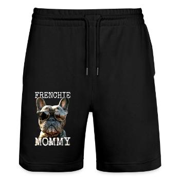 Frenchie Mommy Mom Mother's Day Great Dane - Stanley/Stella Trainer Unisex Organic Jogging Shorts - black - Front - Nik (191cm) & Marisol (170cm)