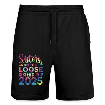 Voyage des sœurs en fuite 2025 - Short de jogging bio TRAINER Stanley/Stella unisexe - noir - Devant - Nik (191cm) & Marisol (170cm)