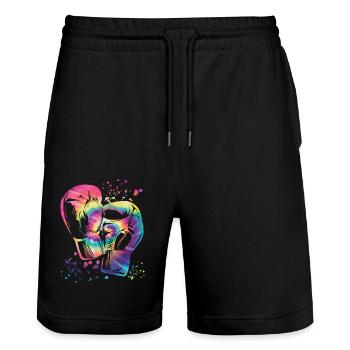 Boxen Kämpfer Kinder Boxen Match Boxer - Stanley/Stella Unisex Bio Joggingshorts Trainer  - Schwarz - Vorne - Nik (191cm) & Marisol (170cm)