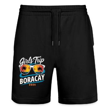 Girls Trip Boracay 2024 - Stanley/Stella Unisex Bio Joggingshorts Trainer  - Schwarz - Vorne - Nik (191cm) & Marisol (170cm)