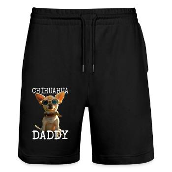 Chihuahua Daddy Papa Vater Vatertag Dad Chihuahuas - Stanley/Stella Unisex Bio Joggingshorts Trainer  - Schwarz - Vorne - Nik (191cm) & Marisol (170cm)