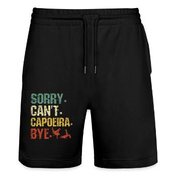 Sorry Can't Capoeira Bye - Stanley/Stella Unisex Bio Joggingshorts Trainer  - Schwarz - Vorne - Nik (191cm) & Marisol (170cm)