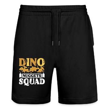 Dino Chicken Nugget Dino Nugs squad - Short de jogging bio TRAINER Stanley/Stella unisexe - noir - Devant - Nik (191cm) & Marisol (170cm)