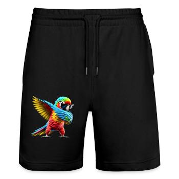 Drôle Dabbing Perroquet Oiseau Amoureux des animaux Oiseau - Short de jogging bio TRAINER Stanley/Stella unisexe - noir - Devant - Nik (191cm) & Marisol (170cm)
