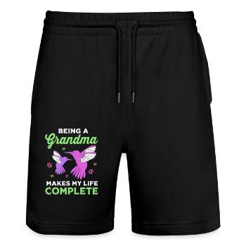 Hummingbird - Stanley/Stella Trainer Unisex Organic Jogging Shorts - black - Front - Nik (191cm) & Marisol (170cm)