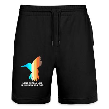 Hummingbird - Stanley/Stella Trainer Unisex Organic Jogging Shorts - black - Front - Nik (191cm) & Marisol (170cm)