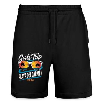 Girls Trip Playa del Carmen 2024 - Stanley/Stella Unisex Bio Joggingshorts Trainer  - Schwarz - Vorne - Nik (191cm) & Marisol (170cm)