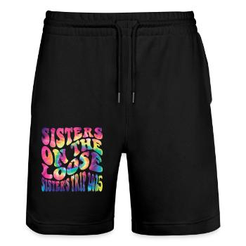 Voyage des sœurs en fuite 2025 - Short de jogging bio TRAINER Stanley/Stella unisexe - noir - Devant - Nik (191cm) & Marisol (170cm)