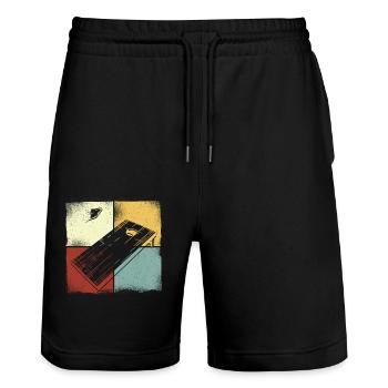 Cornhole Team Bean Bag Player - Stanley/Stella Unisex Bio Joggingshorts Trainer  - Schwarz - Vorne - Nik (191cm) & Marisol (170cm)