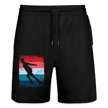 Figure Skating Figure Skating Ice Skating - Stanley/Stella Trainer Unisex Organic Jogging Shorts - black - Front - Nik (191cm) & Marisol (170cm)