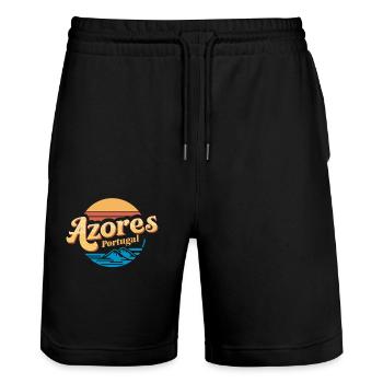 Azores Portugal Souvenir Retro Design - Stanley/Stella Trainer Unisex Organic Jogging Shorts - black - Front - Nik (191cm) & Marisol (170cm)
