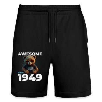 75th Birthday Original 1949 Vintage 1949 Bear Cute - Stanley/Stella Trainer Unisex Organic Jogging Shorts - black - Front - Nik (191cm) & Marisol (170cm)