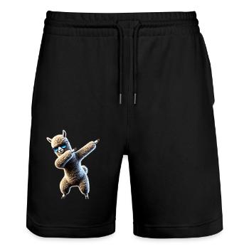Drôle Dabbing Alpaga Lama Amoureux des animaux Safari - Short de jogging bio TRAINER Stanley/Stella unisexe - noir - Devant - Nik (191cm) & Marisol (170cm)