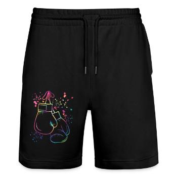 Boxen Kämpfer Kinder Boxen Match Boxer - Stanley/Stella Unisex Bio Joggingshorts Trainer  - Schwarz - Vorne - Nik (191cm) & Marisol (170cm)
