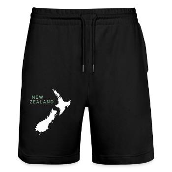 New Zealand Souvenir Karte Neuseeland - Stanley/Stella Unisex Bio Joggingshorts Trainer  - Schwarz - Vorne - Nik (191cm) & Marisol (170cm)