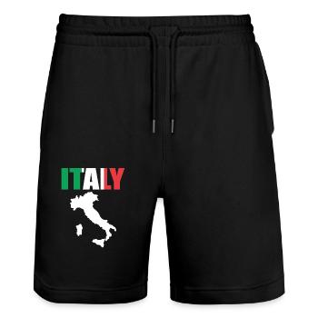Italien - Stanley/Stella Unisex Bio Joggingshorts Trainer  - Schwarz - Vorne - Nik (191cm) & Marisol (170cm)