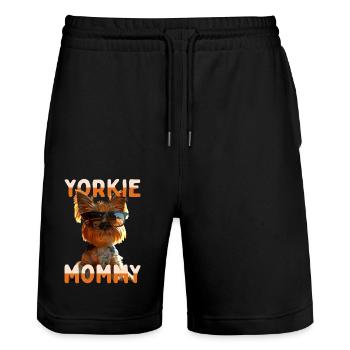 Yorkie Mommy Mom Mother's Day Mom Yorkshire Terrier - Stanley/Stella Trainer Unisex Organic Jogging Shorts - black - Front - Nik (191cm) & Marisol (170cm)