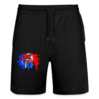 Frankreich - Stanley/Stella Unisex Bio Joggingshorts Trainer  - Schwarz - Vorne - Nik (191cm) & Marisol (170cm)