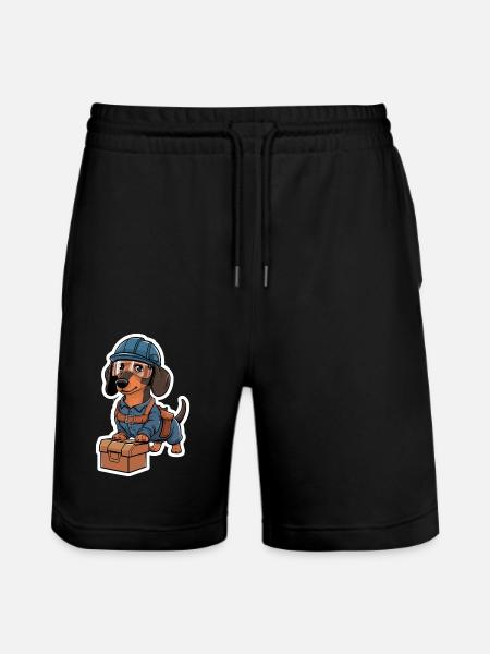 Gravhund i kostume håndværker gravhund med - Stanley/Stella Trainer økologiske unisex joggingshorts - sort