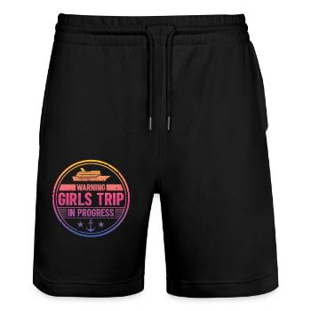 Attention Girls Trip en cours - Short de jogging bio TRAINER Stanley/Stella unisexe - noir - Devant - Nik (191cm) & Marisol (170cm)