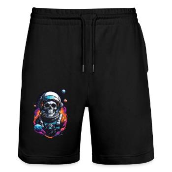 Crâne astronaute univers - Short de jogging bio TRAINER Stanley/Stella unisexe - noir - Devant - Nik (191cm) & Marisol (170cm)