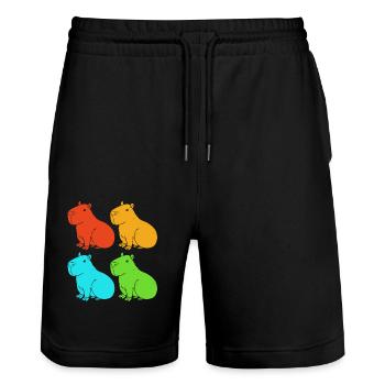 Capybara - Stanley/Stella Unisex Bio Joggingshorts Trainer  - Schwarz - Vorne - Nik (191cm) & Marisol (170cm)