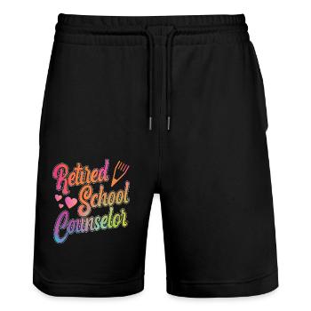 School Counselor Retired - Stanley/Stella Unisex Bio Joggingshorts Trainer  - Schwarz - Vorne - Nik (191cm) & Marisol (170cm)