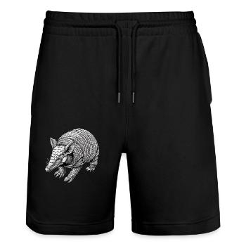 Armadillo Gürteltiere Gürteltier - Stanley/Stella Trainer Unisex Organic Jogging Shorts - black - Front - Nik (191cm) & Marisol (170cm)