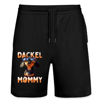 Teckel Maman Teckel Maman Viennoise Maman Fête des Mères - Short de jogging bio TRAINER Stanley/Stella unisexe - noir - Devant - Nik (191cm) & Marisol (170cm)