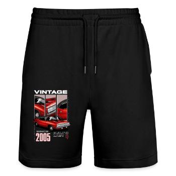 Ich bin nicht alt, ich bin ein Oldtimer, der 2005 geboren wurde - Stanley/Stella Unisex Bio Joggingshorts Trainer  - Schwarz - Vorne - Nik (191cm) & Marisol (170cm)