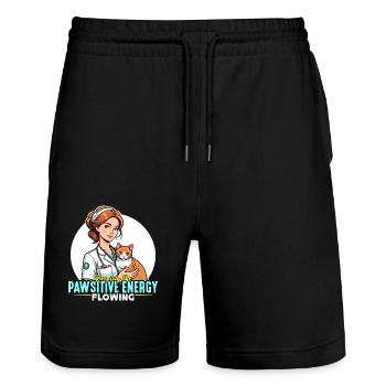 Veterinary Nurse Keeping The Pawsitive Vet Nursing - Stanley/Stella Unisex Bio Joggingshorts Trainer  - Schwarz - Vorne - Nik (191cm) & Marisol (170cm)