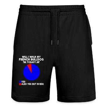 Will I Walk My French Bulldog Today Frenchie Dog L - Stanley/Stella Trainer Unisex Organic Jogging Shorts - black - Front - Nik (191cm) & Marisol (170cm)