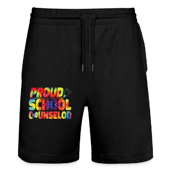 School Counselor Tie Dye Proud - Stanley/Stella Trainer Unisex Organic Jogging Shorts - black - Front - Nik (191cm) & Marisol (170cm)