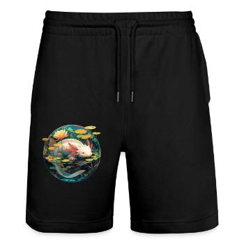 Axolotl - Short de jogging bio TRAINER Stanley/Stella unisexe - noir - Devant - Nik (191cm) & Marisol (170cm)