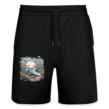 Axolotl - Short de jogging bio TRAINER Stanley/Stella unisexe - noir - Devant - Nik (191cm) & Marisol (170cm)