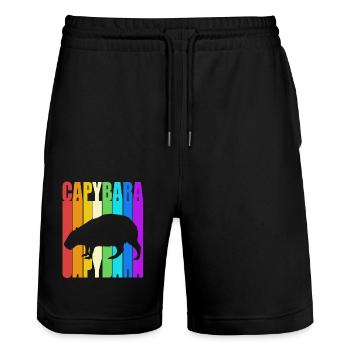 Capybara - Stanley/Stella Unisex Bio Joggingshorts Trainer  - Schwarz - Vorne - Nik (191cm) & Marisol (170cm)