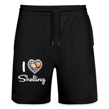I Love Shelling Shells Shell Collector Gift - Stanley/Stella Trainer Unisex Organic Jogging Shorts - black - Front - Nik (191cm) & Marisol (170cm)