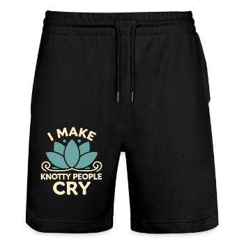 Je fais pleurer les gens noueux Drôle Massothérapeute H - Short de jogging bio TRAINER Stanley/Stella unisexe - noir - Devant - Nik (191cm) & Marisol (170cm)