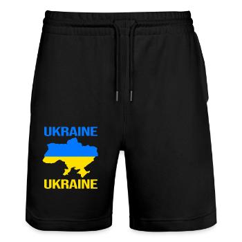 Ukraine - Stanley/Stella Unisex Bio Joggingshorts Trainer  - Schwarz - Vorne - Nik (191cm) & Marisol (170cm)